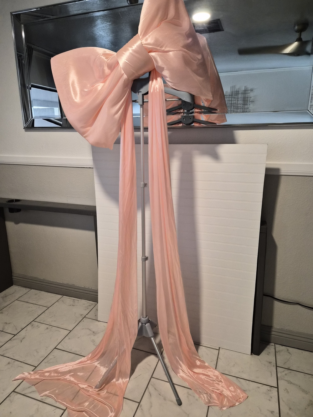 Blush Pink Satin Bow Drapery Accent - Decorative Curtain Tie